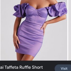 XS Windsor taffeta puff sleeve dress
